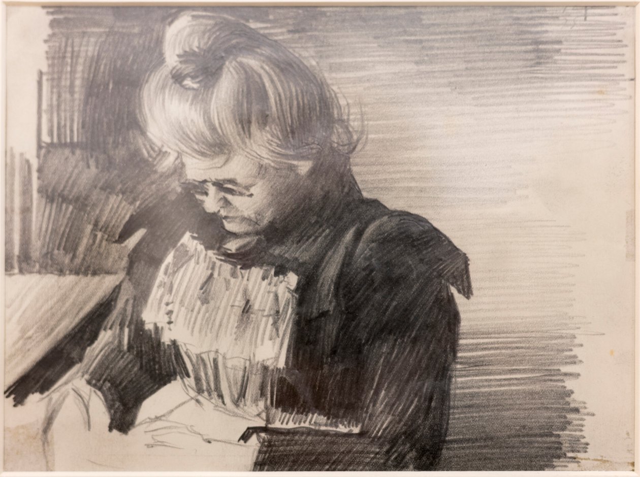 Egy nő varr (Femme cousant) (ceruza papíron) alkotó: William van Strydonck