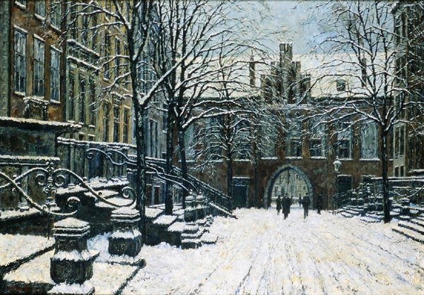 Mariacka utca, Gdansk in Winter, 1920 körül (olaj, vászon) alkotó: Willibald Werner