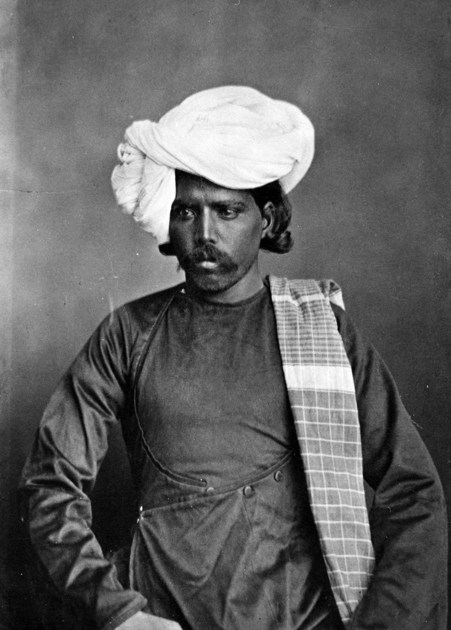 Férfi portréja, „India jelmezei és népei”, 1860 körül alkotó: Willoughby Wallace Hooper