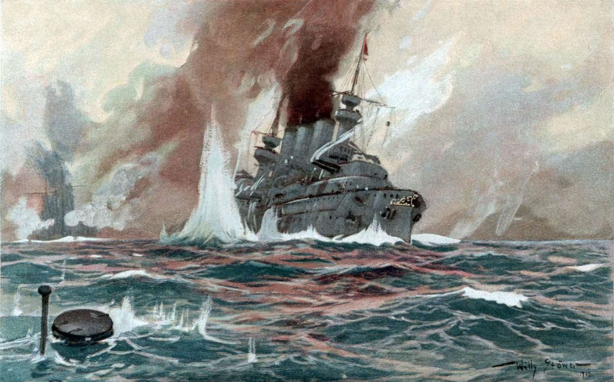Tengeralattjáró, 1905 körül (akvarell) alkotó: Willy Stöwer