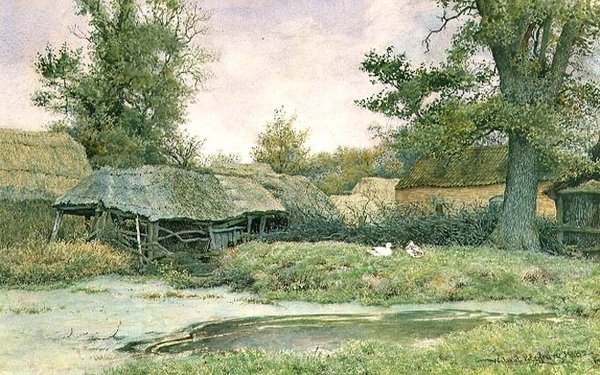 Tanyaudvar kacsaúsztatóval és kacsákkal alkotó: Wilmot R.W.S. Pilsbury