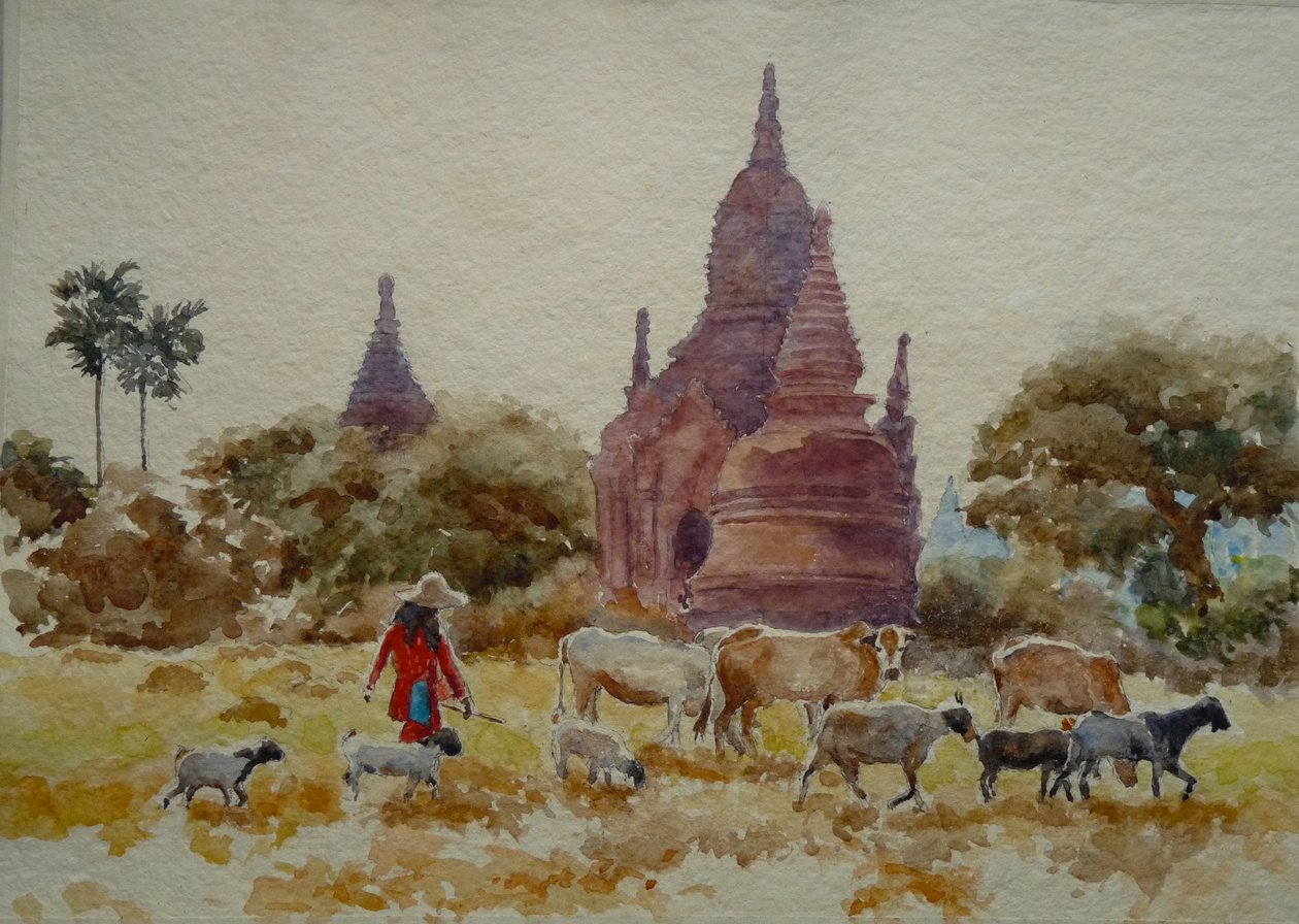 901 Bagan, a templomok között terelgeti alkotó: Wilson Clive