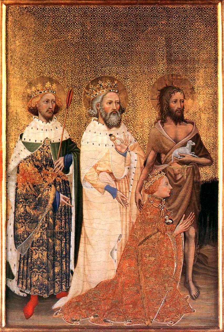II. Richard angol védőszentjeivel, 1395 és 1399 között. alkotó: Wilton Master