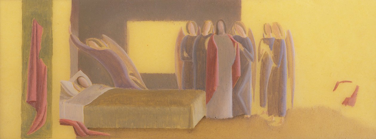 Kompozíciós tanulmány a „Tours-i Szent Márton életének jelenetei” c. 1928-33 (olaj, pauszpapír) alkotó: Winifred Knights