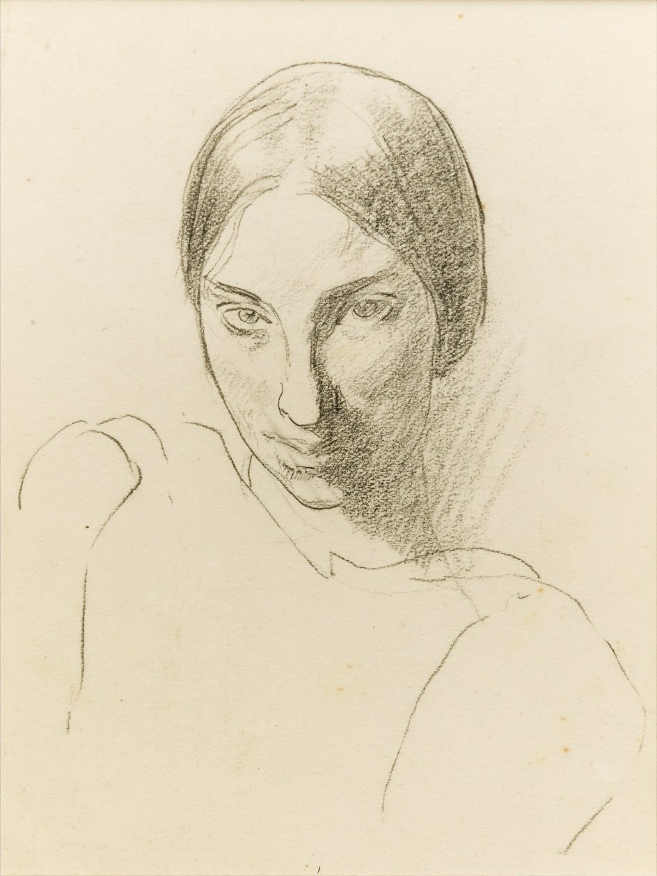 Önarckép, 1923 körül (fekete kréta papíron) alkotó: Winifred Knights