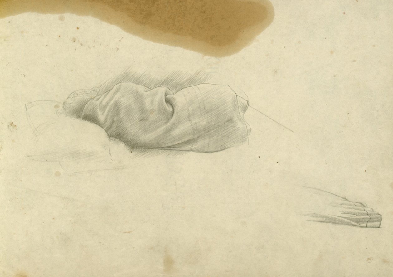 Tanulmány alvó nőnek Santissima Trinitának, 1924-30 körül (ceruza papíron) alkotó: Winifred Knights