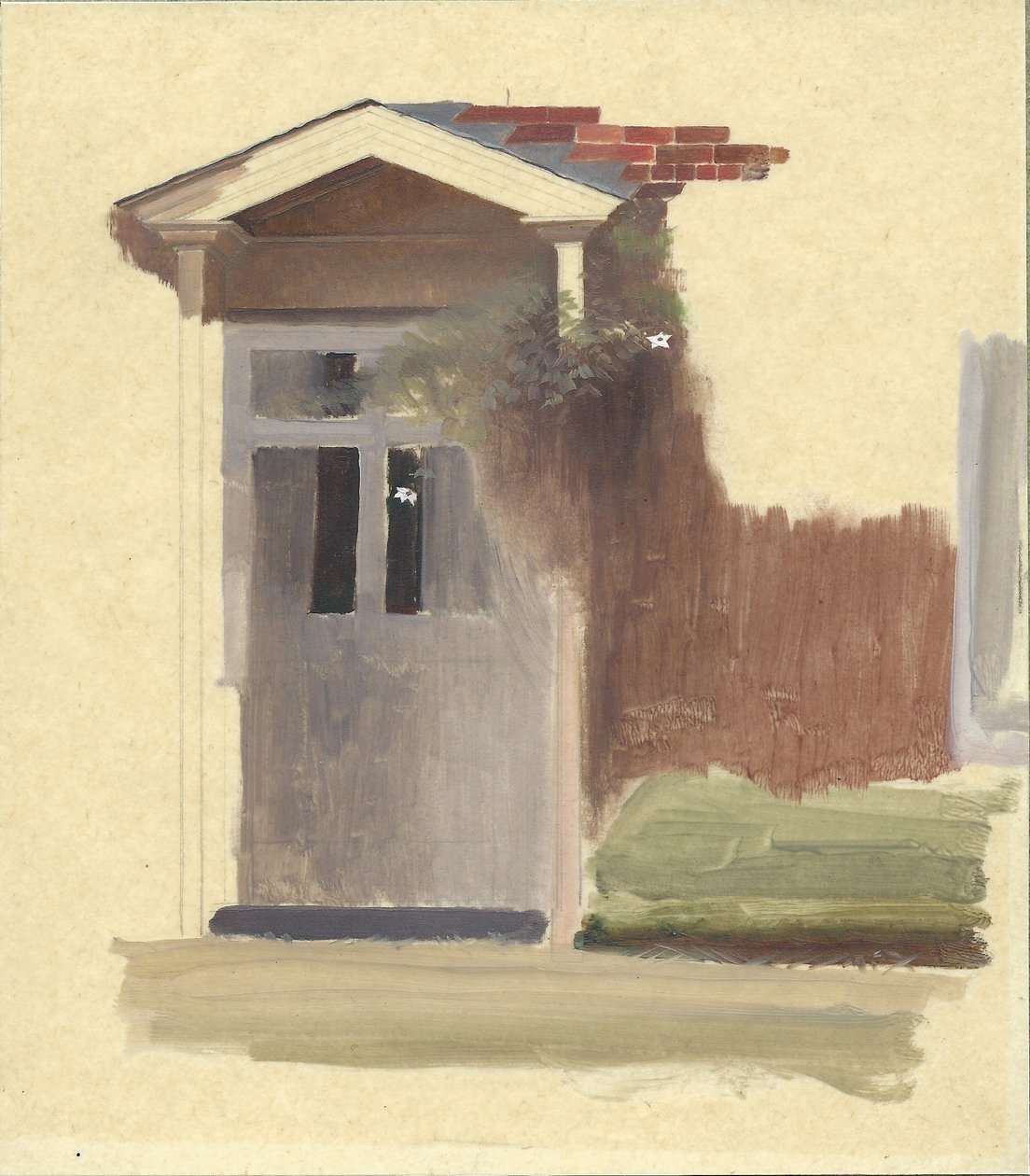 A Line Holt Farm House bejárati ajtaja (olaj, ceruza, pauszpapír) alkotó: Winifred Knights