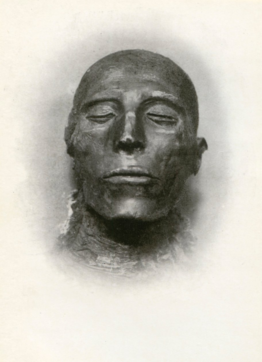 I. Sety, a 19. dinasztia ókori egyiptomi fáraójának múmiájának feje, Kr.e. 1279, 1926. alkotó: Winifred Mabel Brunton