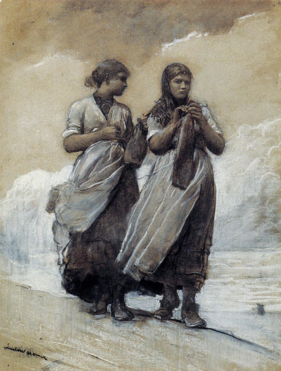 Fisher Girls on Shore, Tynemouth alkotó: Winslow Homer