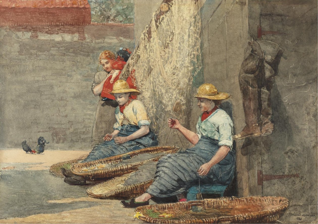 Fishergirls tekercselés alkotó: Winslow Homer
