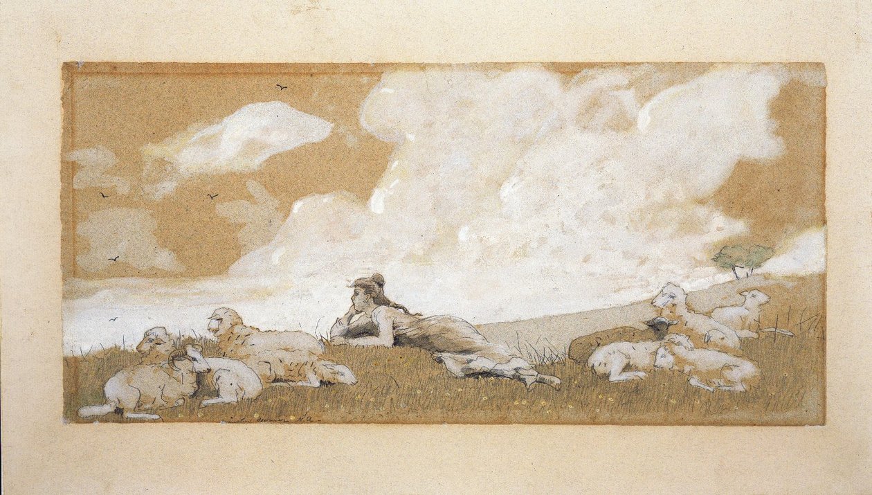 Lány és juh alkotó: Winslow Homer