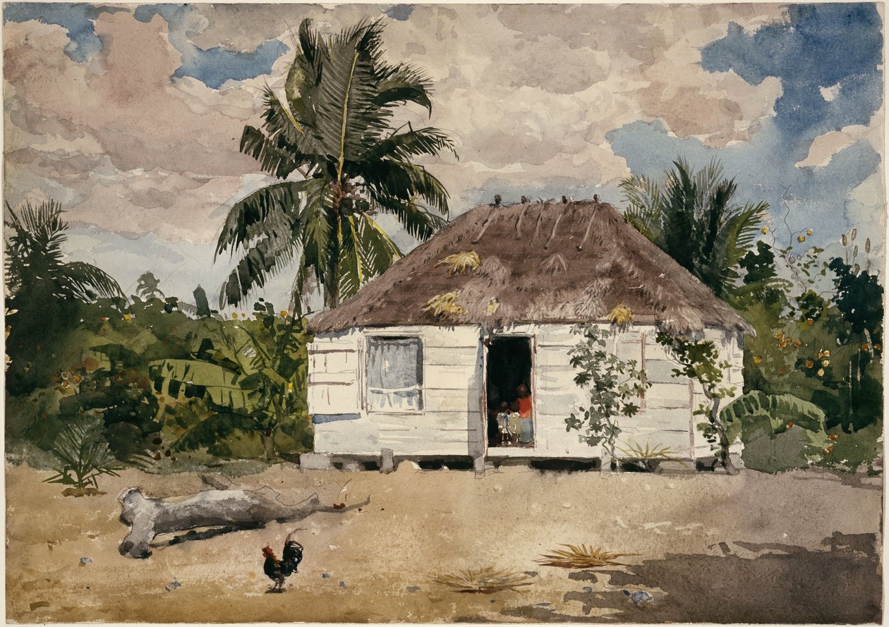 Őslakos kunyhók alkotó: Winslow Homer