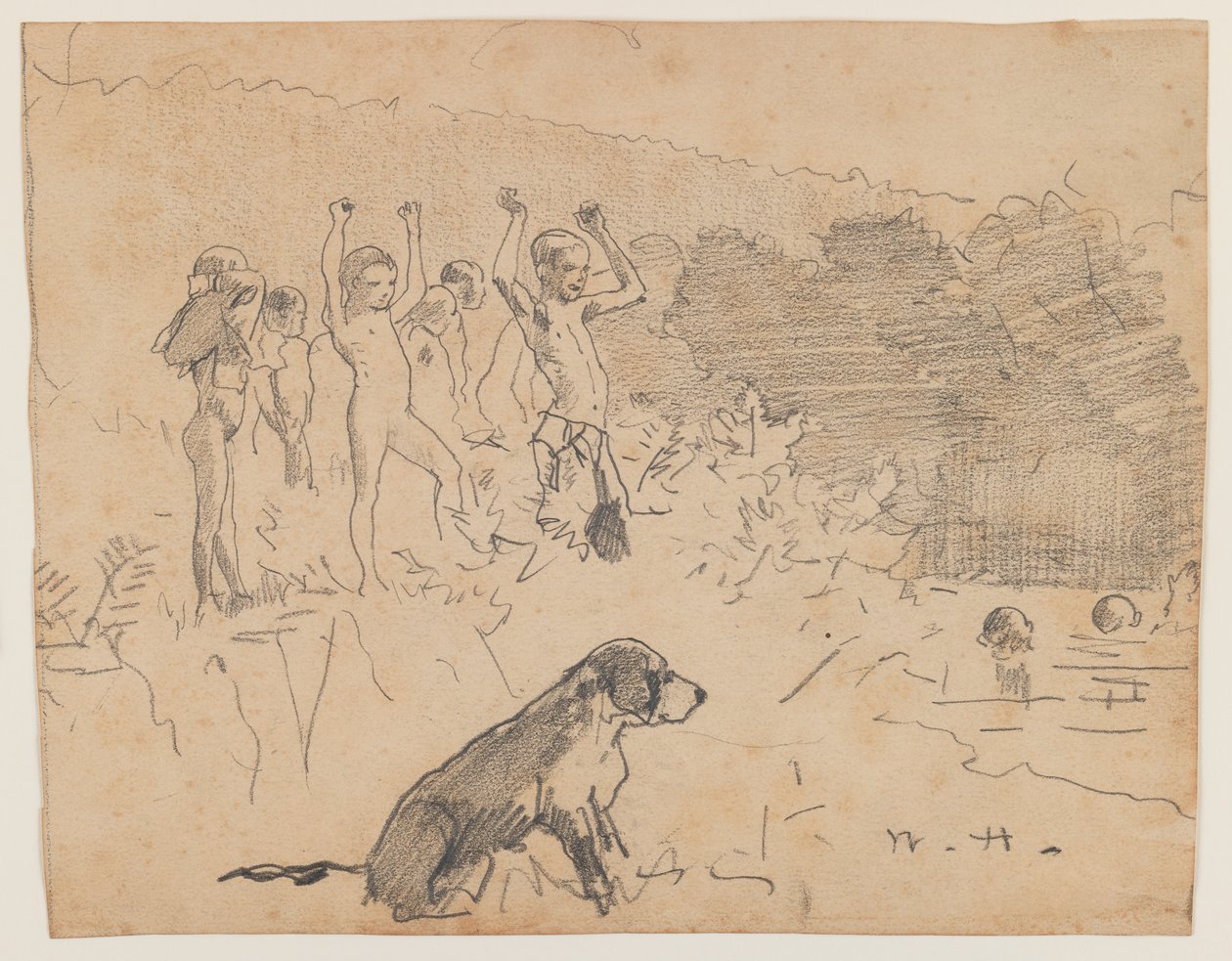 Az úszólyuk (grafit papíron) alkotó: Winslow Homer