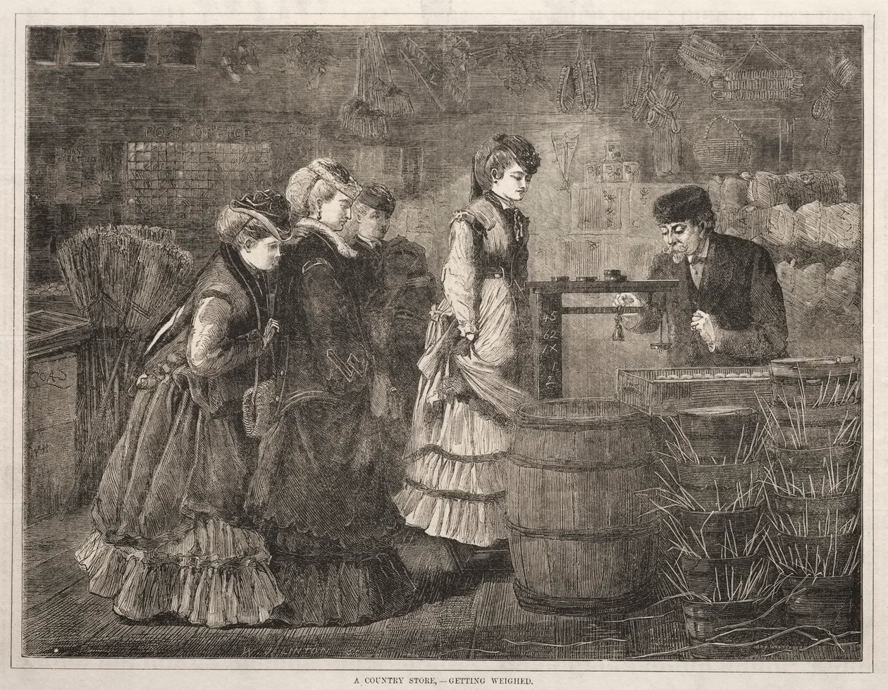 Egy vidéki bolt, Mérlegelés, 1871. alkotó: Winslow Homer