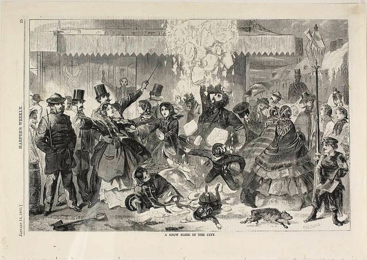 Hócsúszda a városban alkotó: Winslow Homer