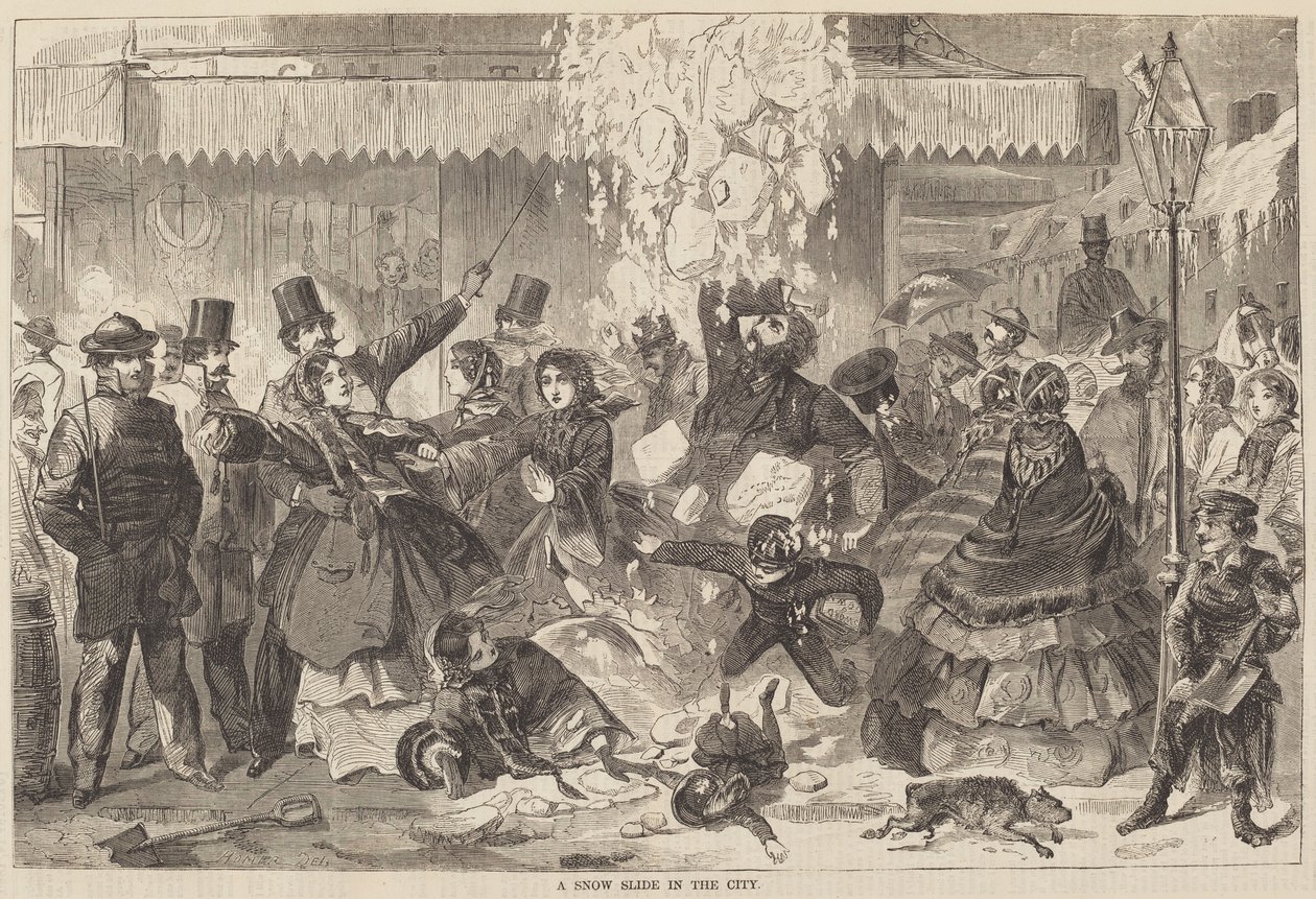 A hócsúszda a városban, 1860-ban jelent meg. alkotó: Winslow Homer