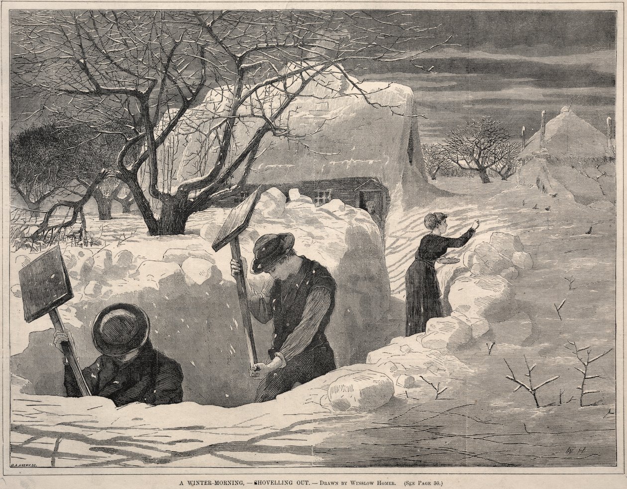Egy téli reggel – Hóeltakarítás alkotó: Winslow Homer