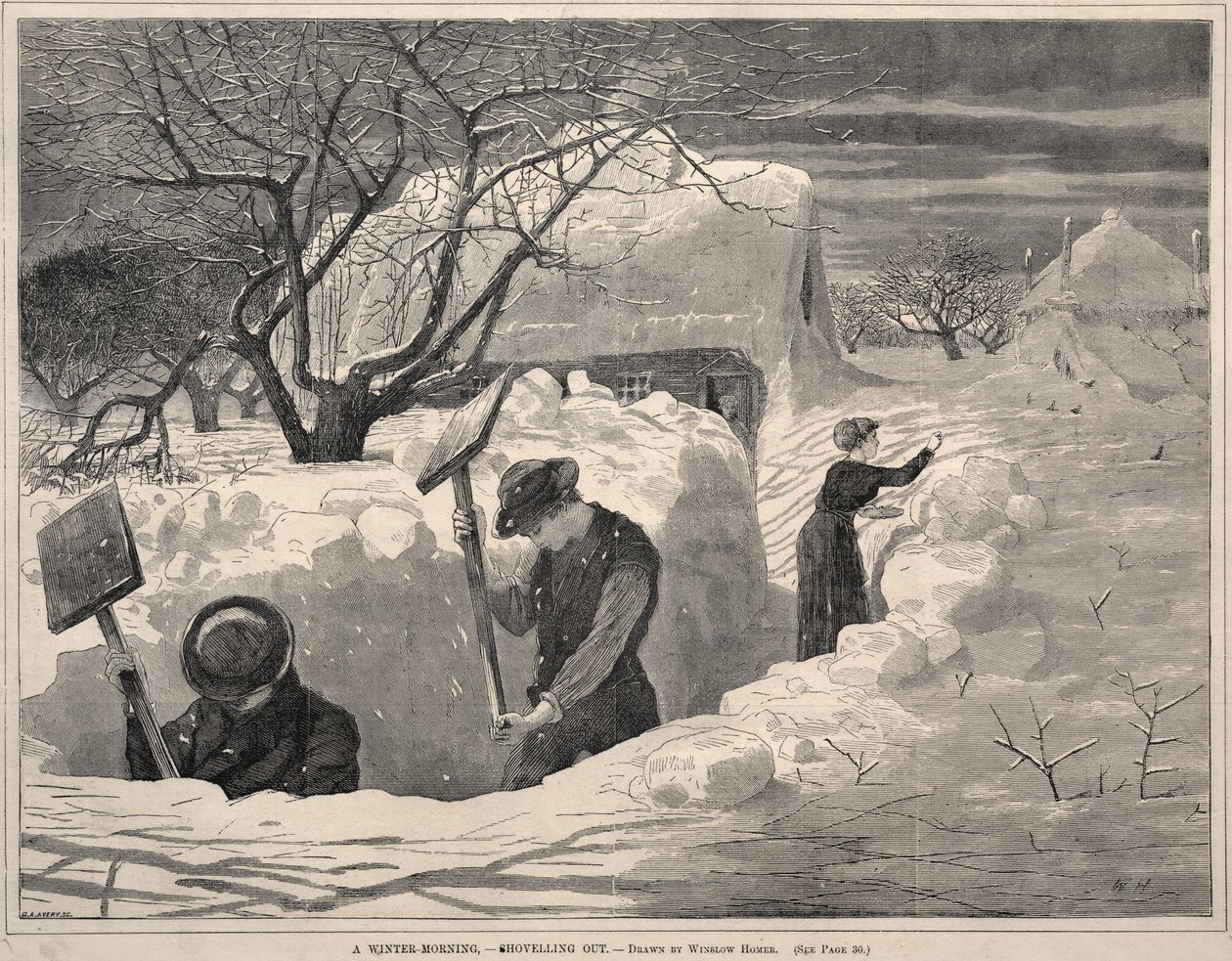 Egy téli reggel, - Lapátolás, 1871. alkotó: Winslow Homer