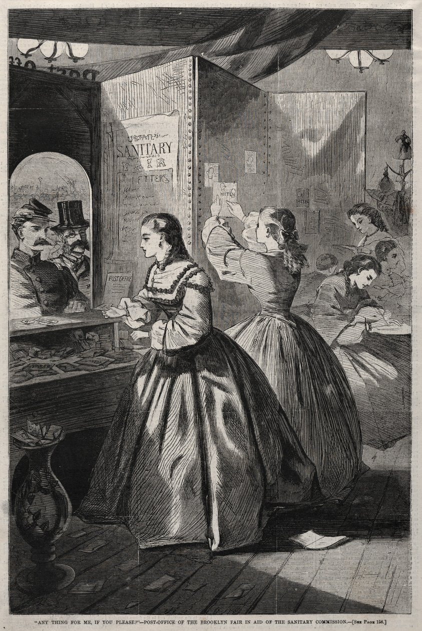 Bármilyen számomra, ha kérlek – A segélyszolgálat brooklyni vásárának postahivatala..., 1864. alkotó: Winslow Homer