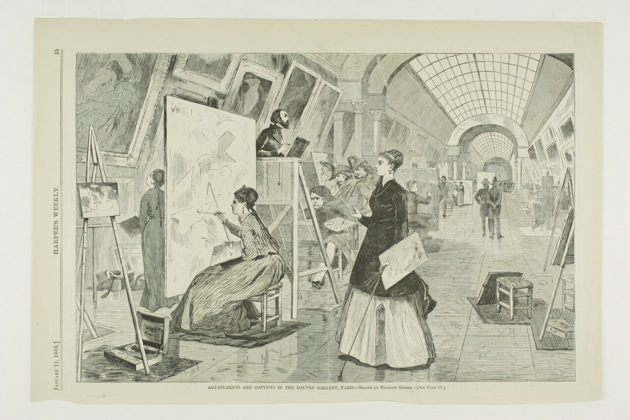 Művésznövendékek és másolók a párizsi Louvre Galériában alkotó: Winslow Homer