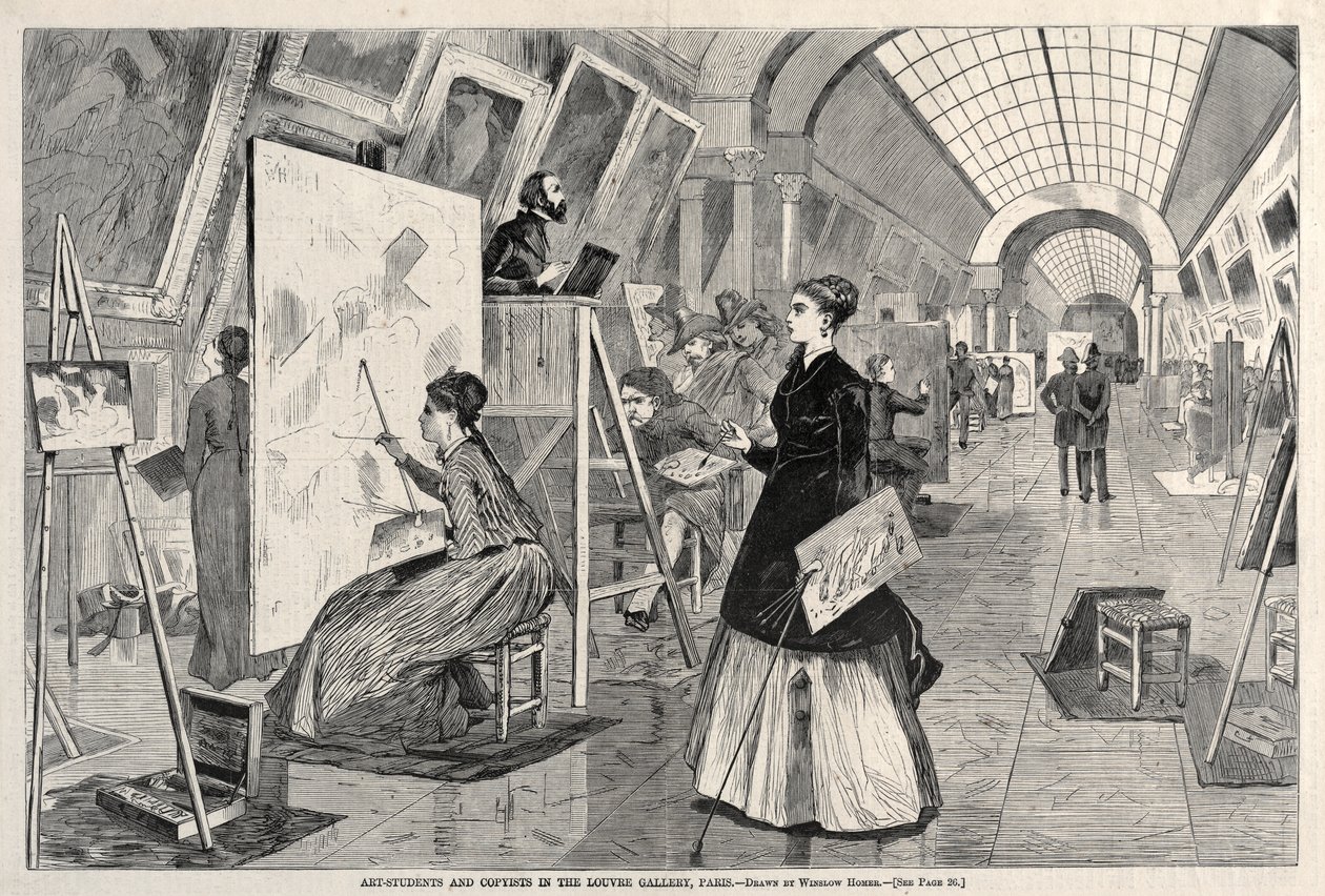 Művészeti hallgatók és másolók a párizsi Louvre-ban alkotó: Winslow Homer
