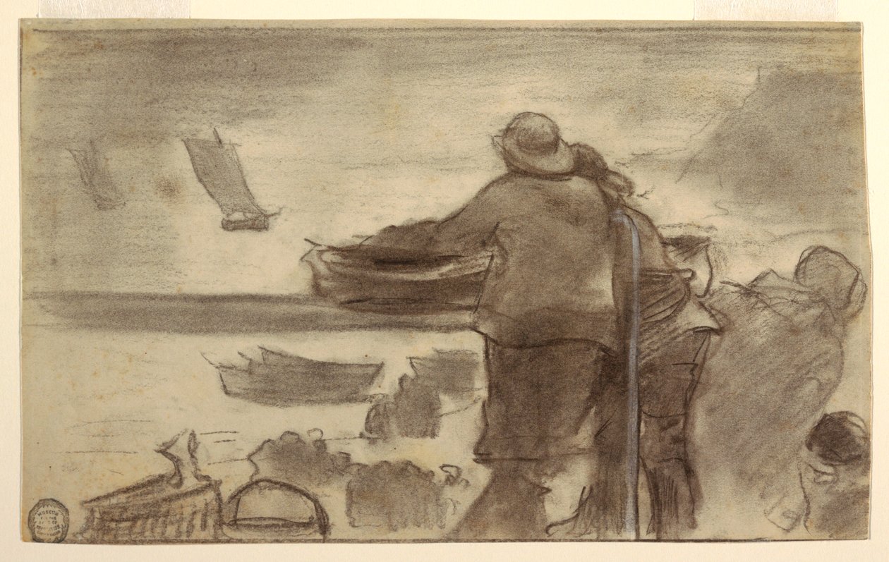 Tengerpart csónakokkal és emberekkel, Cullercoats, Anglia alkotó: Winslow Homer