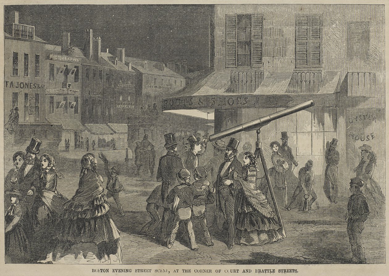 Boston Evening Street Scene, a Corner of Court és a Brattle Streets-ben alkotó: Winslow Homer