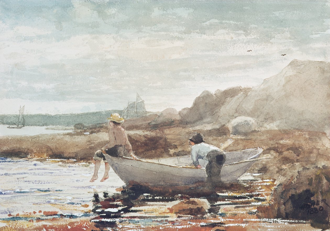 Fiúk a tengerparton (akvarell papíron) alkotó: Winslow Homer