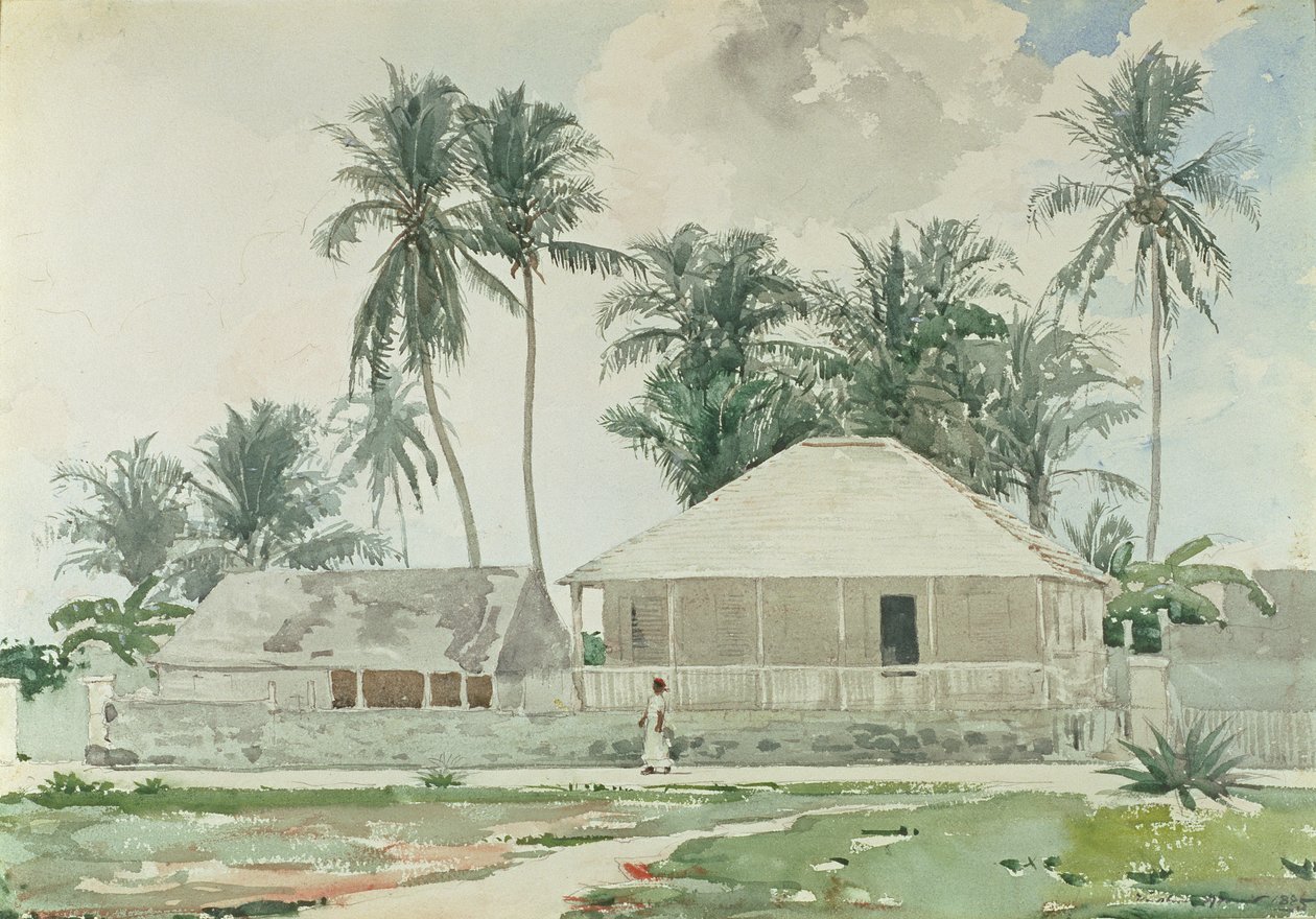 Kabinok, Nassau, 1885 (wc és ceruza papíron) alkotó: Winslow Homer