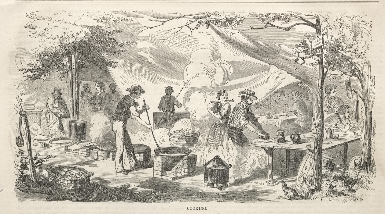 Táborozási pillanatképek:  Főzés alkotó: Winslow Homer