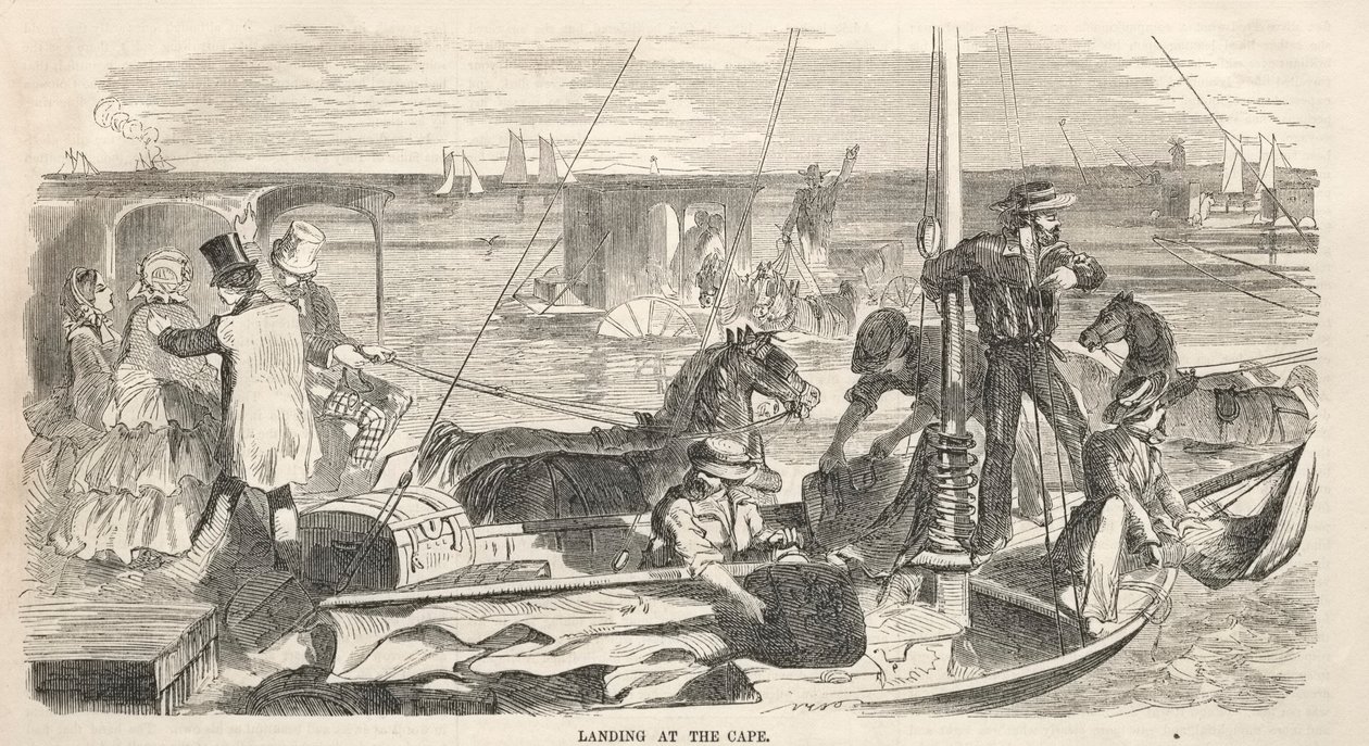 A tábori találkozó vázlatai: Leszállás a fokon, 1858. alkotó: Winslow Homer