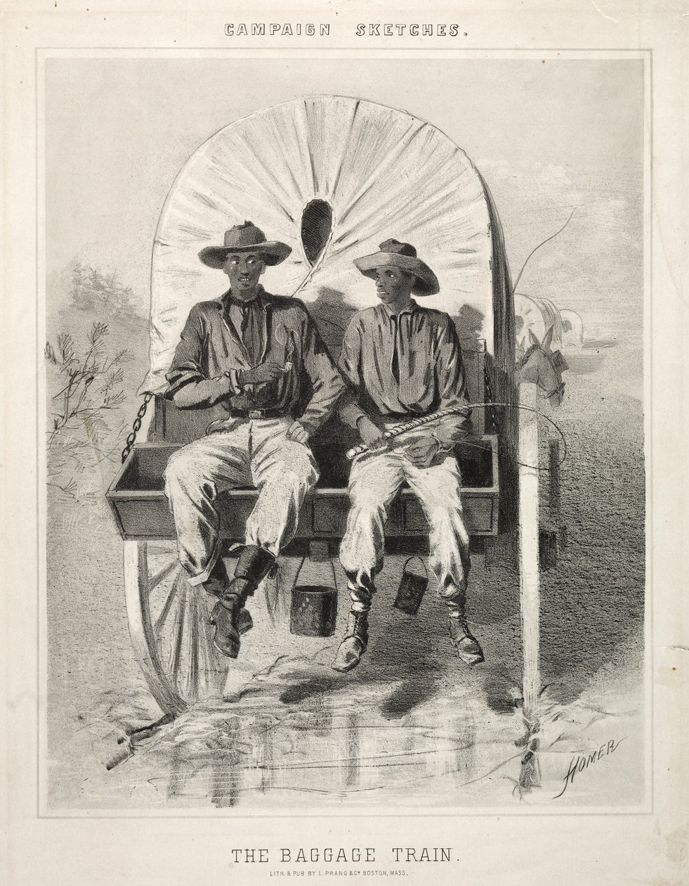 Kampányvázlatok: A poggyászvonat, 1863. alkotó: Winslow Homer