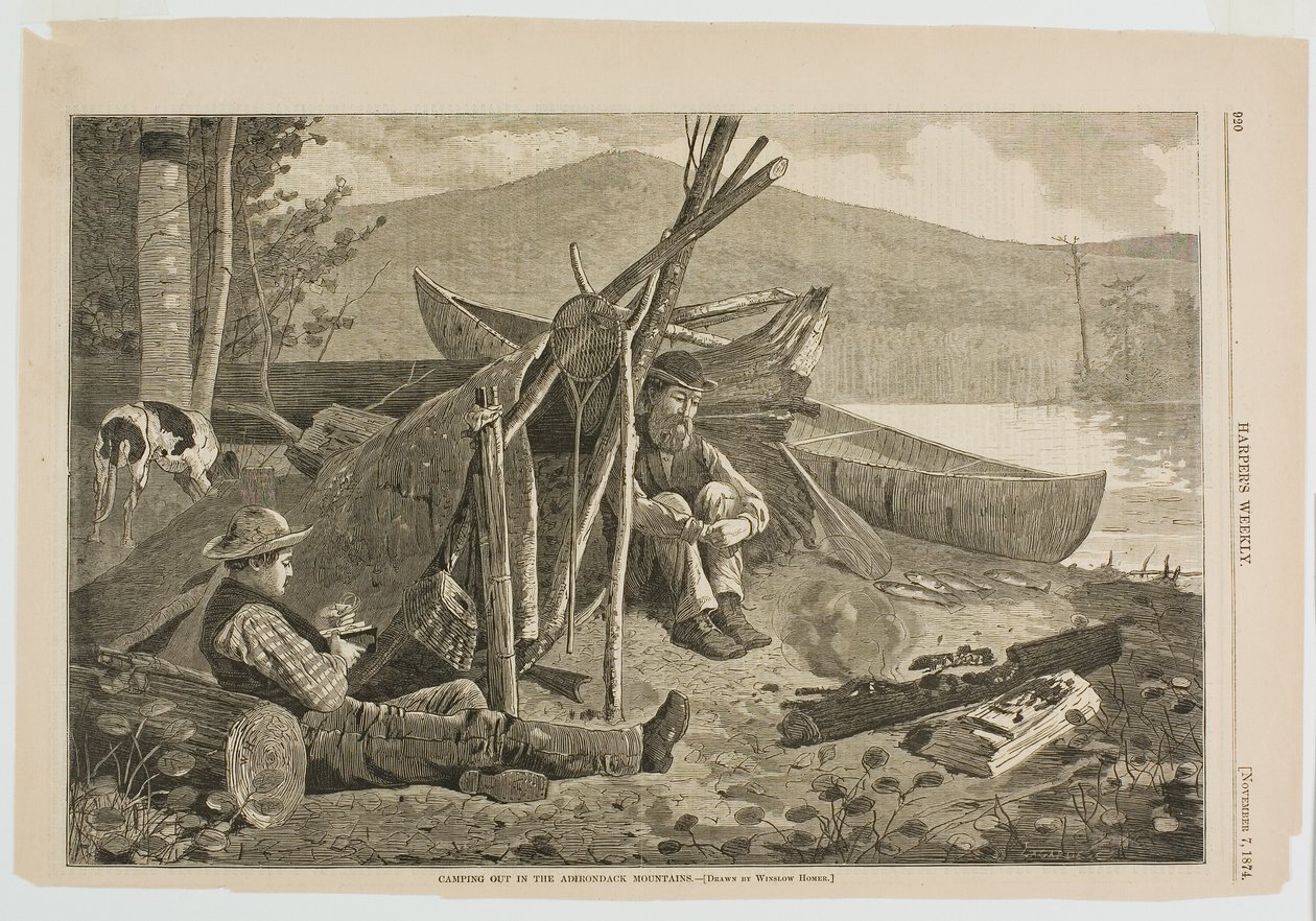 Kempingezés az Adirondack-hegységben alkotó: Winslow Homer