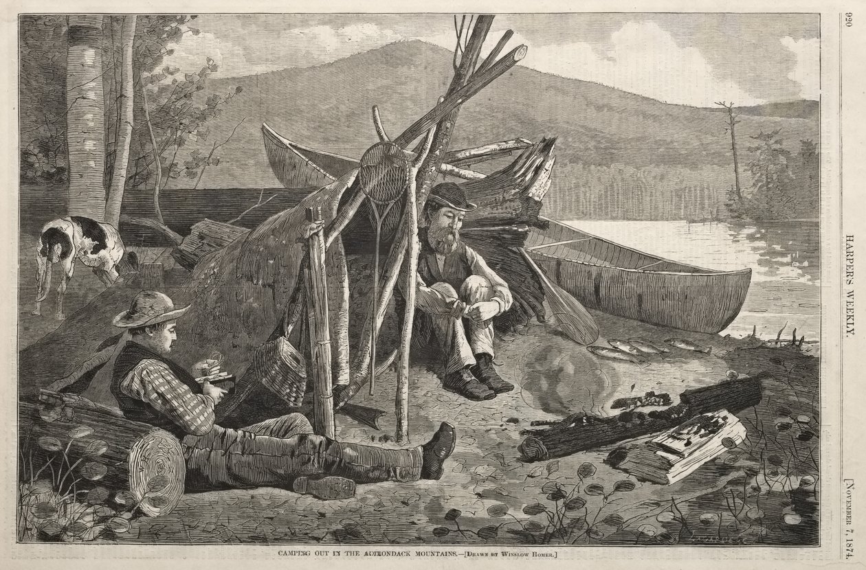 Kempingezés az Adirondack-hegységben alkotó: Winslow Homer