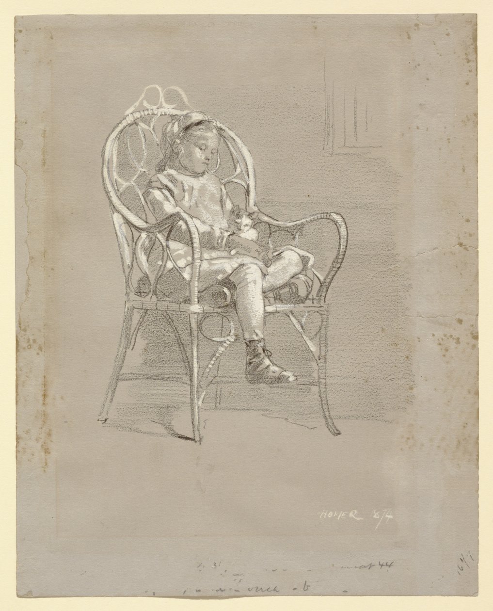 Fonott székben ülő gyermek alkotó: Winslow Homer