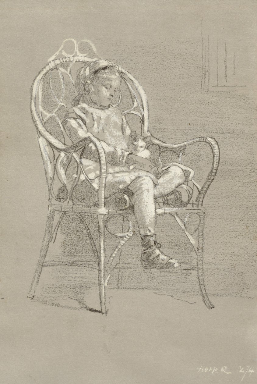 Fonott székben ülő gyermek, 1874 alkotó: Winslow Homer