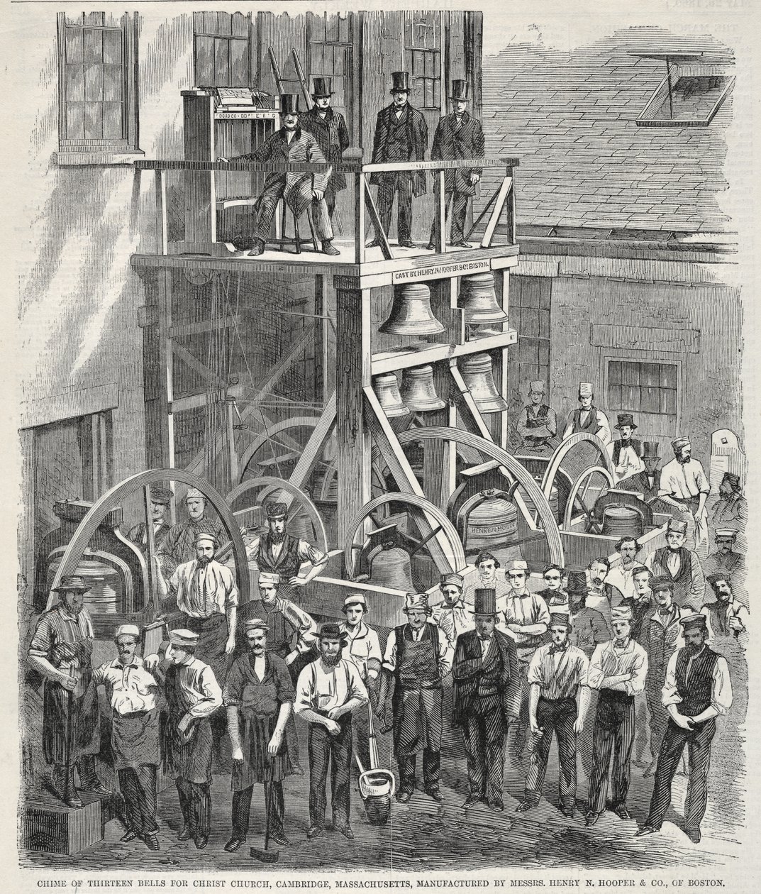 Tizenhárom harangszó a massachusettsi Cambridge-i Christ Church számára, gyártó: Henry N. Hooper  Co. cég, Boston alkotó: Winslow Homer