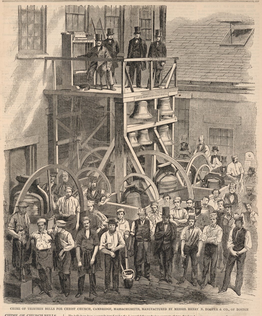 Tizenhárom harangból álló harangjáték a massachusettsi cambridge-i Christ Church számára, a bostoni Henry N. Hooper & Co. gyártmánya, a Harper