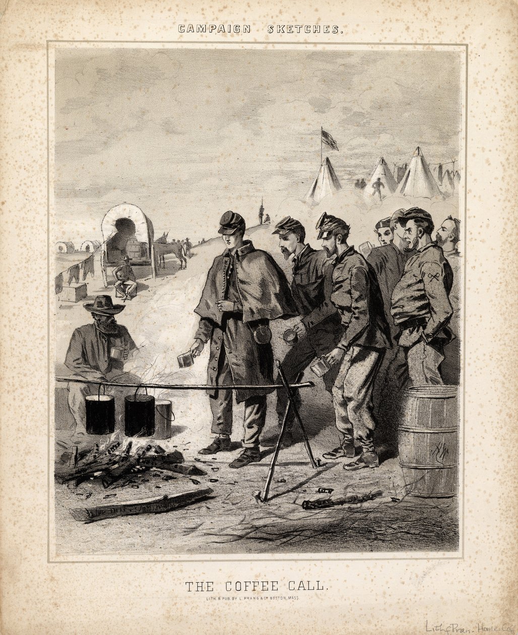 Kávéhívás, illusztráció a „Kampányvázlatokból” alkotó: Winslow Homer