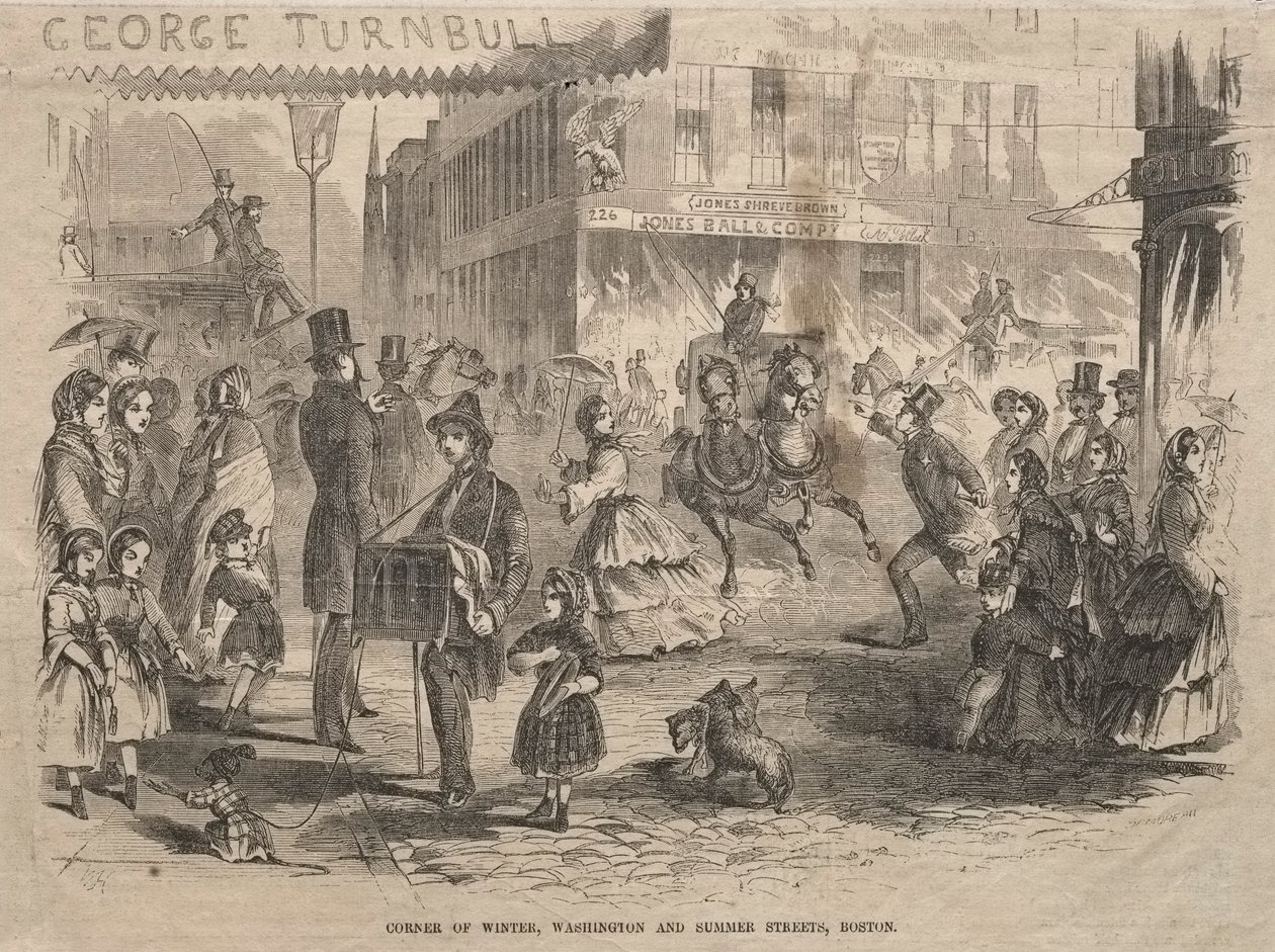 Corner Winter, Washington és Summer Streets, Boston, 1857. alkotó: Winslow Homer