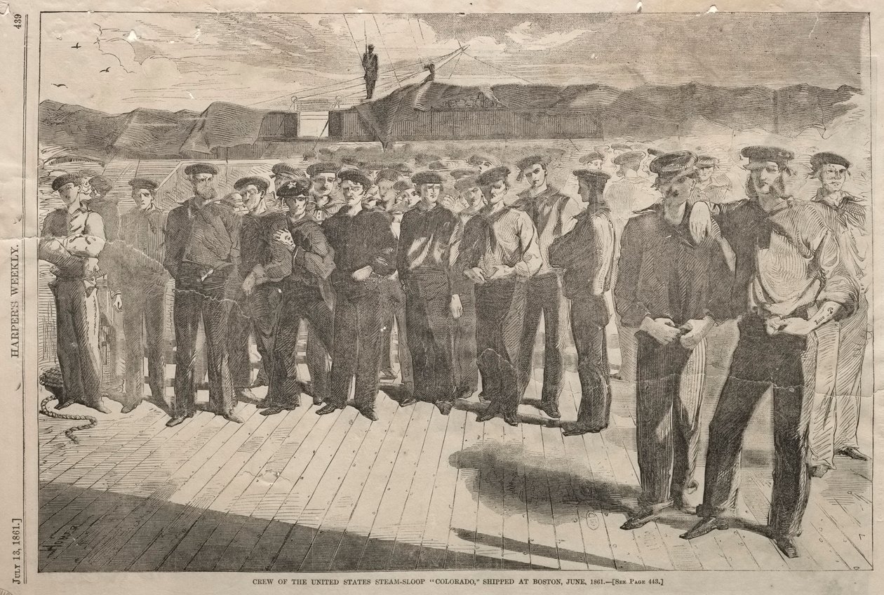 Az Egyesült Államok Steam-Sloop Colorado legénysége, Bostonban szállították, 1861. június. alkotó: Winslow Homer