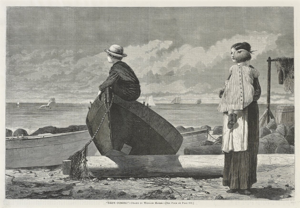 Apukák jönnek!, 1873. november 1. (fametszet újságpapíron) alkotó: Winslow Homer