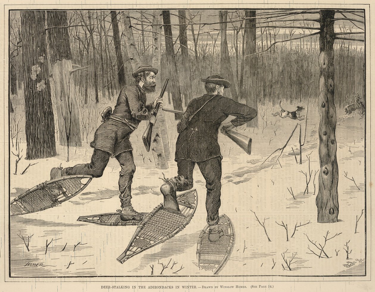Szarvaslesés az Adirondacksban télen, a Minden szombaton, A Journal of Choice Reading, 1871. január 21., 1871. január 21. alkotó: Winslow Homer