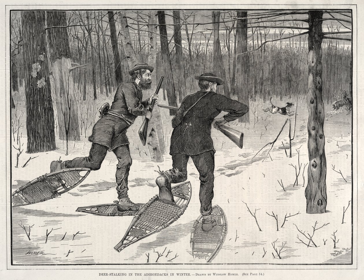 Szarvasvadászat az Adirondack-hegységben télen alkotó: Winslow Homer