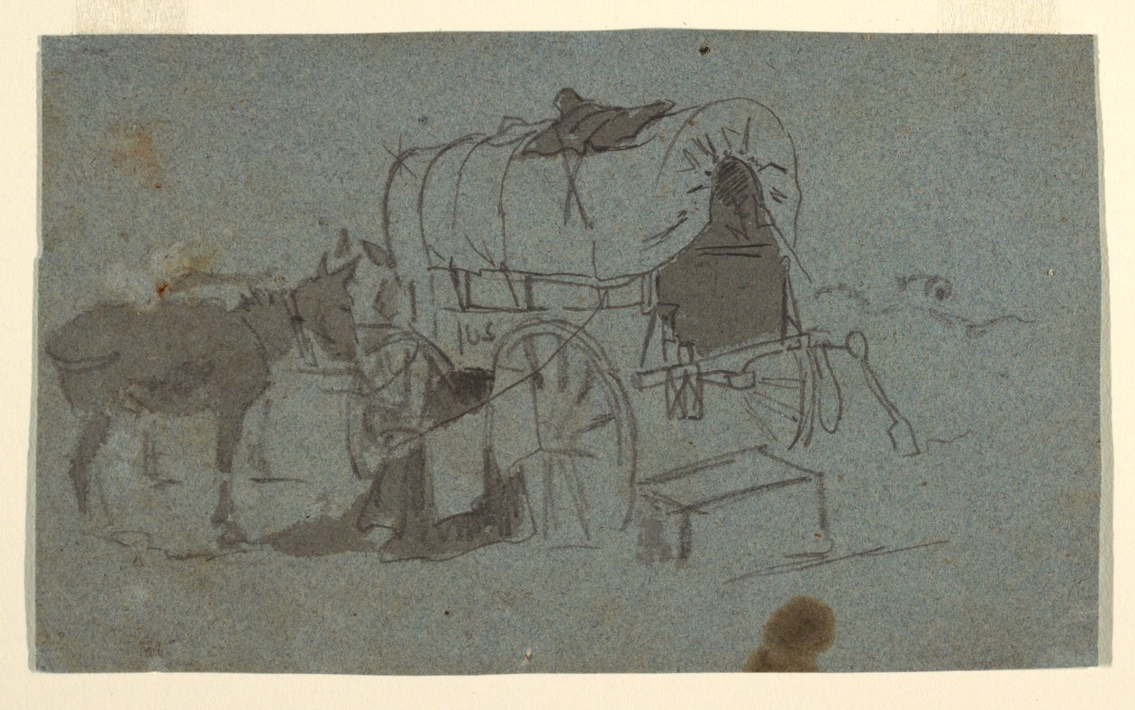 Rajz, Katonai szekér és öszvér, 1862 körül. alkotó: Winslow Homer