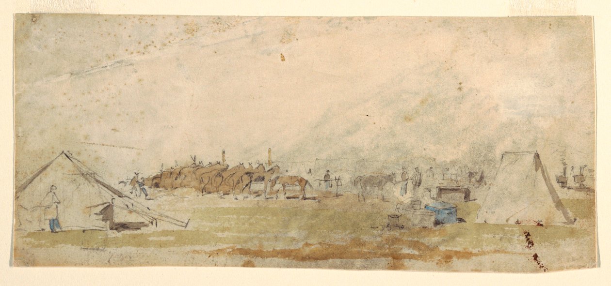 Rajz, katonai táborozás, 1862 alkotó: Winslow Homer
