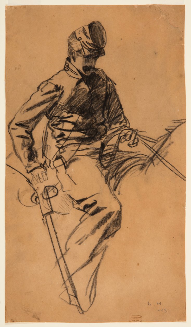 Rajz, lovas katona lóháton, 1863 alkotó: Winslow Homer