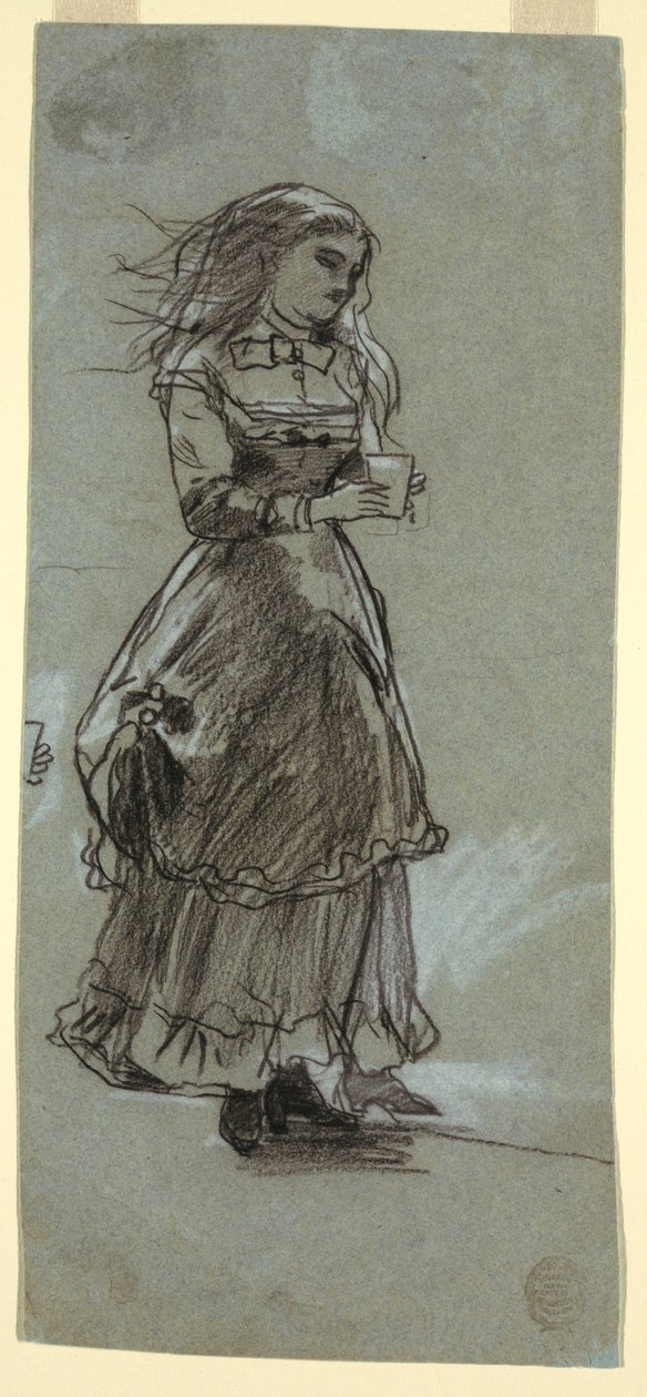 Rajz, Ivópoharat tartó lány, valószínűleg 1869 alkotó: Winslow Homer
