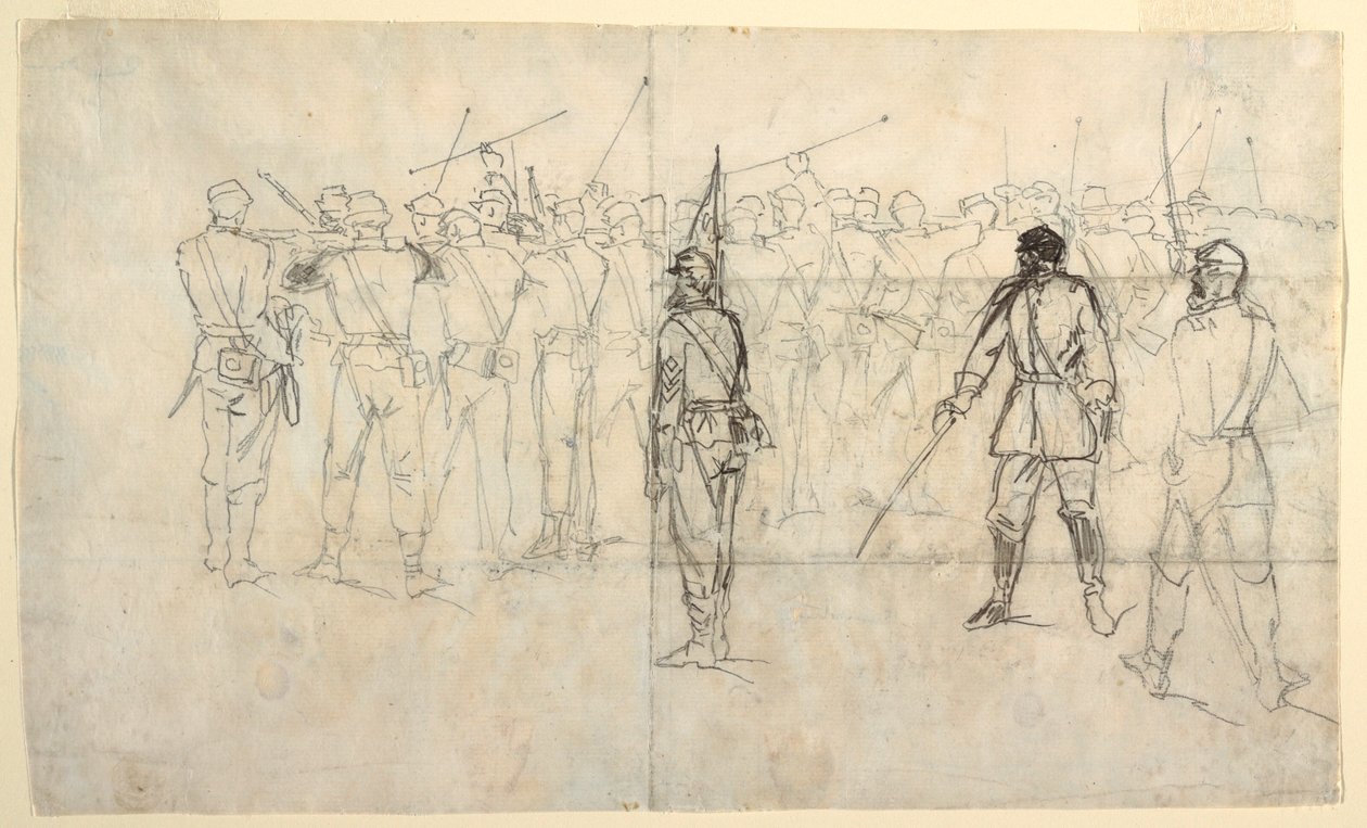 Rajz, gyalogsági lövészgyakorlat, Sickles ezred, 1862 alkotó: Winslow Homer