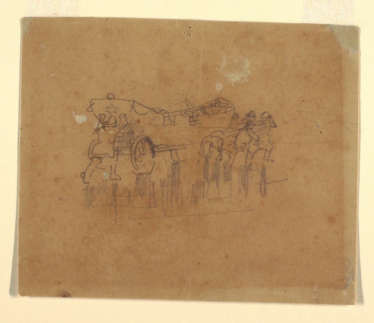 Rajz, Mentőcsónak kocsival (tanulmány a "The Wreck" című, 1896-ban készült olajfestményhez, Carnegie Institute, Pittsburgh, PA), 1895-96 [vagy talán 1881]. alkotó: Winslow Homer